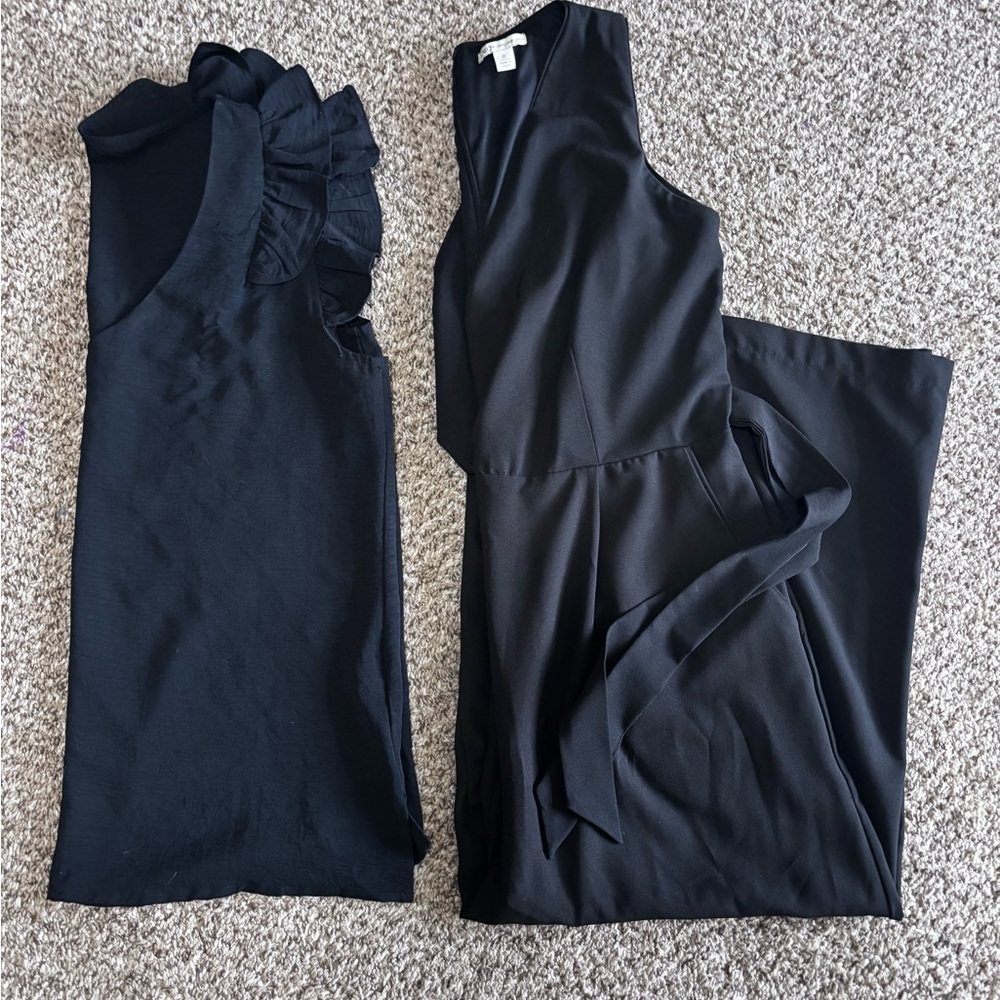 Cato Black Sleeveless Jumpsuit with Ruffle Detail